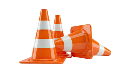 Orange and white traffic cones