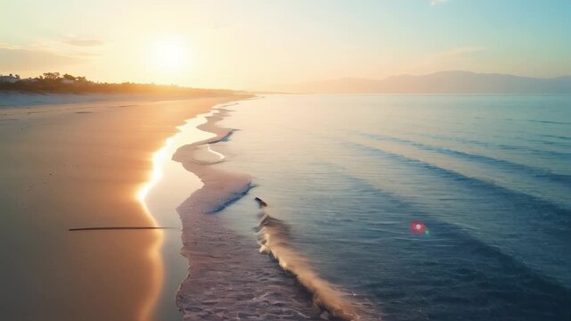 View of a beach with waves coming in to the shore