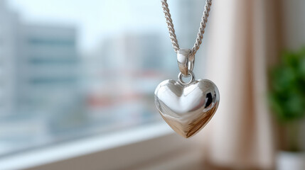 Elegant Metal Heart Pendant Minimal Romance Concept