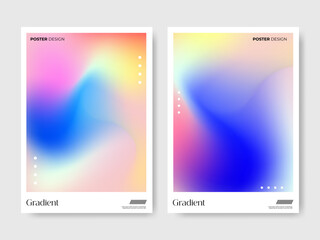 Set of Vertical Poster Designs with Vibrant Multi Color Fluid Mesh Gradient Backgrounds