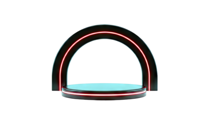 Futuristic Podium with Red Neon Lights