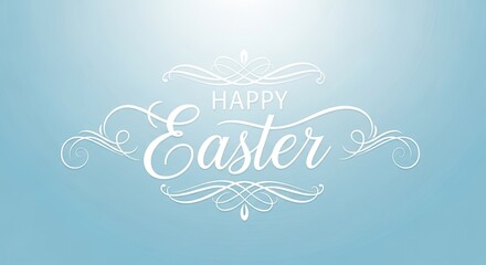 Happy Easter Elegant Typography on Soft Blue Background