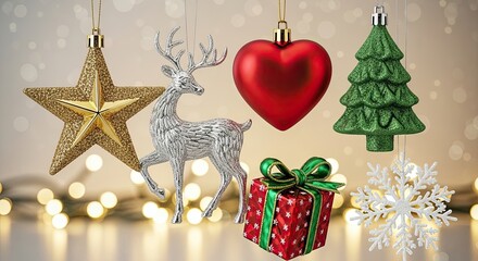 Christmas Hanging Ornaments with Gift and Festive Lights