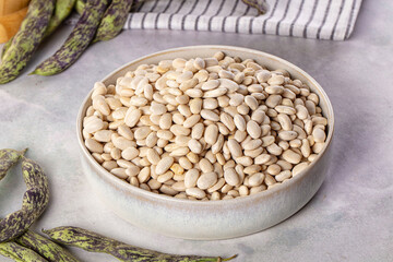 Raw dry white beans heap