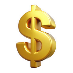 Obraz premium Golden dollar sign isolated on transparent background