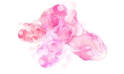 Elegant Pink Ink Bloom with Gold Glitter Highlights