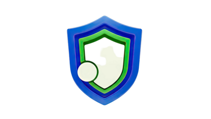 Abstract 3D Shield Icon with Blue and Green Layers