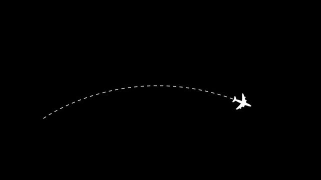 Airplane flying through night sky leaving contrail behind it