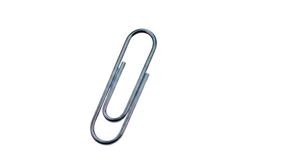 Metallic Paperclip on White Background