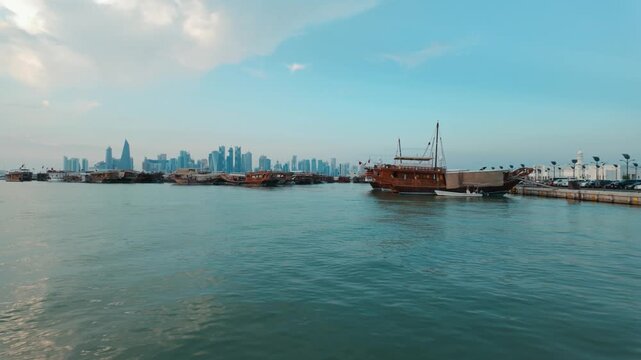 Boat tour with dhow cruise ships in Doha, Qatar