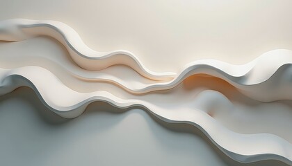 Abstract flowing cream colored organic waves with subtle gold accents against a soft neutral background with gentle lighting and