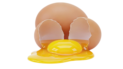 Cracked Brown Egg with Vibrant Yolk