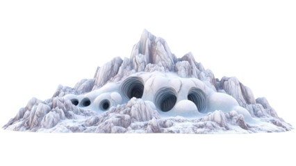 Ice mountain with cave entrances