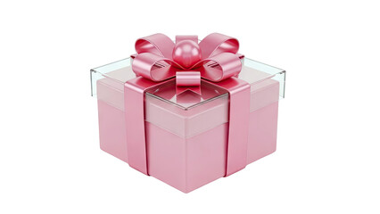 Obraz premium Pink Gift Box with Clear Lid and Satin Bow