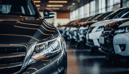 Modern Cars Displayed in Automotive Showroom Interior