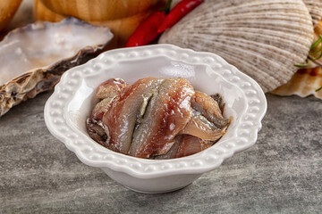 Anchovies fish salted fillet snack