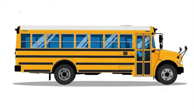 An illustrated yellow school bus on a clean white background