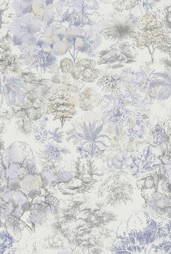 Delicate Vintage Floral Wallpaper Patterns in Soft Pastel Colors