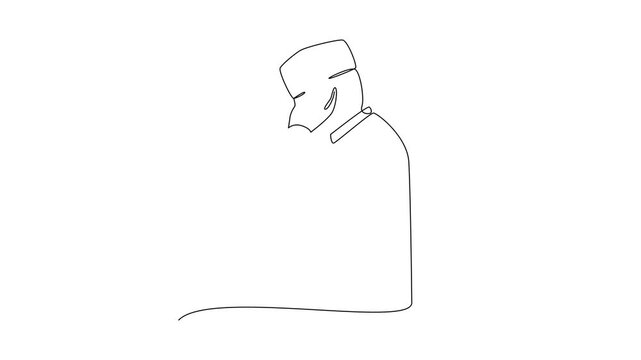 a man praying. Activity in Ramdhan Concept. Single line draw design Video 4k. Footage graphic illustration