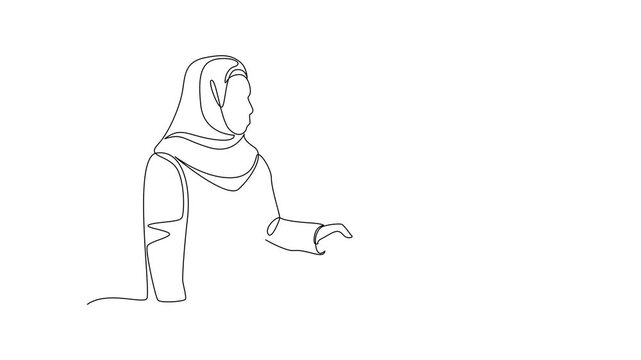 Greeting With Warm Handshake. Activity in Ramdhan Concept. Single line draw design Video 4k. Footage graphic illustration