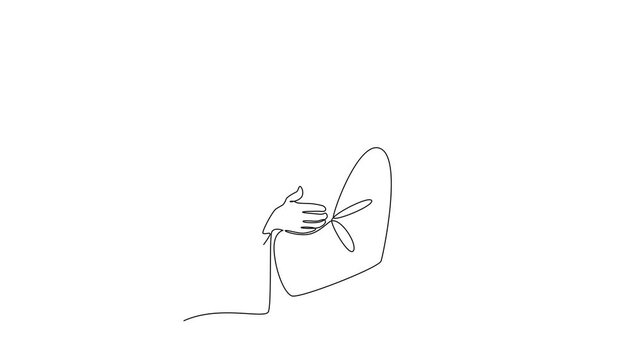 Man Holding Dates Iftar. Activity in Ramdhan Concept. Single line draw design Video 4k. Footage graphic illustration