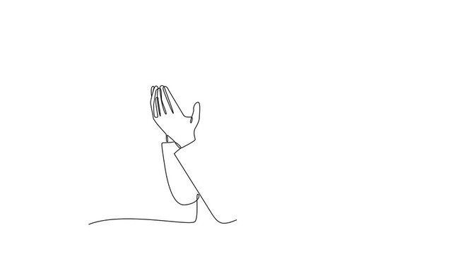 Man Making Dua Prayer. Activity in Ramdhan Concept. Single line draw design Video 4k. Footage graphic illustration