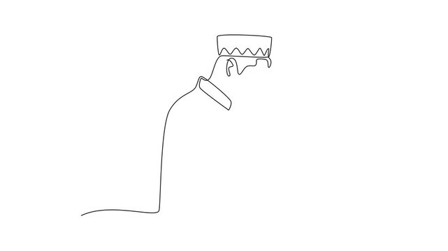 Man Praying Alone. Activity in Ramdhan Concept. Single line draw design Video 4k. Footage graphic illustration