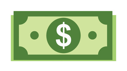 A stylized illustration of a US dollar bill with a dollar sign in the center.