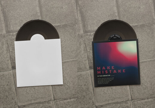 Mockup Of Customized Lp Cover And Vinyl Record