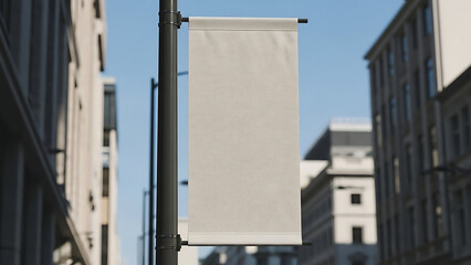 Obraz premium Vertical Outdoor Banner Mockup on Busy City Street