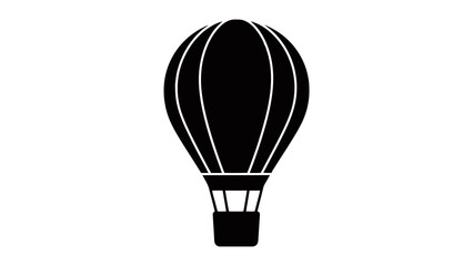 Obraz premium Black and white silhouette of a hot air balloon, ready for flight, isolated on white.