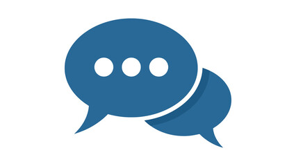 Two overlapping blue speech bubbles with three dots, representing conversation and communication.