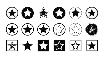 A collection of various star icons, some outlined and some filled in.