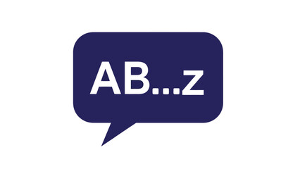 Fototapeta premium A dark blue speech bubble with the letters AB...z, representing communication.