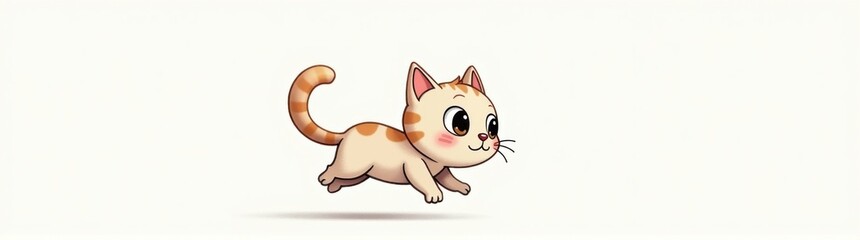 Obraz premium Cartoon cat running with eyes wide open and mouth wide open animal background