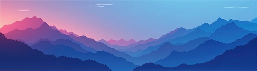 Obraz premium A view of a mountain range with a sunset in the background
