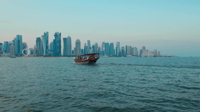 Boat tour with dhow cruise ships in Doha, Qatar
