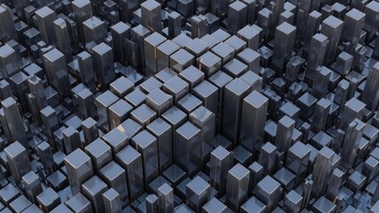 Obraz premium Abstract geometric structure of cubes and blocks in metallic tones
