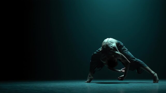 Cinematic dance body movement emphasizing grace and fluidity, smooth body lines and controlled motion, expressive yet minimal composition, controlled lighting and shadow, realistic cinematic detail