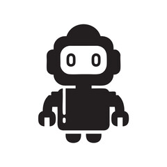 Fototapeta premium Cute minimalist robot character with friendly expression isolated on transparent