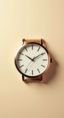 White and black clock on a tan wall