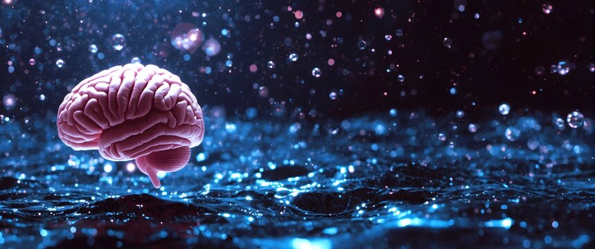 Quantum philosophy concept: A visual of brain and consciousness. Surreal Brain in Energy Field Symbolizing Neural Consciousness