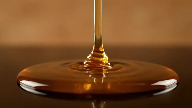 Rich Golden Syrup Pouring Delicious Sweet Dessert Ingredient