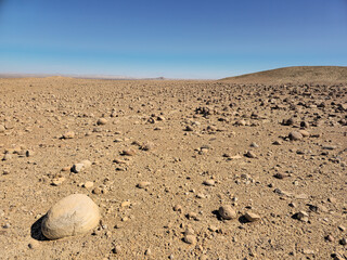 View of rocky desert terrain similar to the ground of the planet Mars