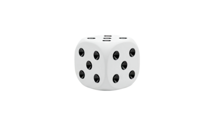 White Dice with Black Pips on White Background