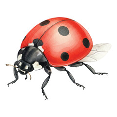 Fototapeta premium Watercolor Ladybug Vector Illustration Cute Insect Isolated on White 