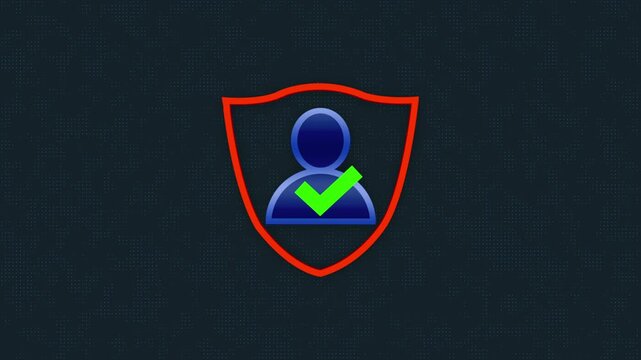 Security checkmark shield protecting user on dark background with red border protection safety