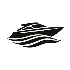 Silhouette of a modern yacht on wavy waters