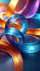 Intertwined, glossy, abstract rings, rendered with depth and vibrant hues