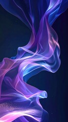 Abstract flowing fabric, blending blues and purples on dark backdrop
